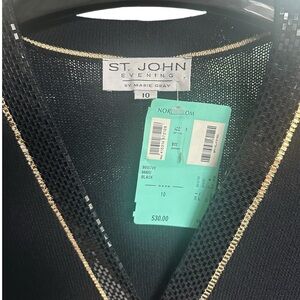 NWT St. John Evening VTG 1999 Black & Gold Embellished Trim Long Blazer Jacket